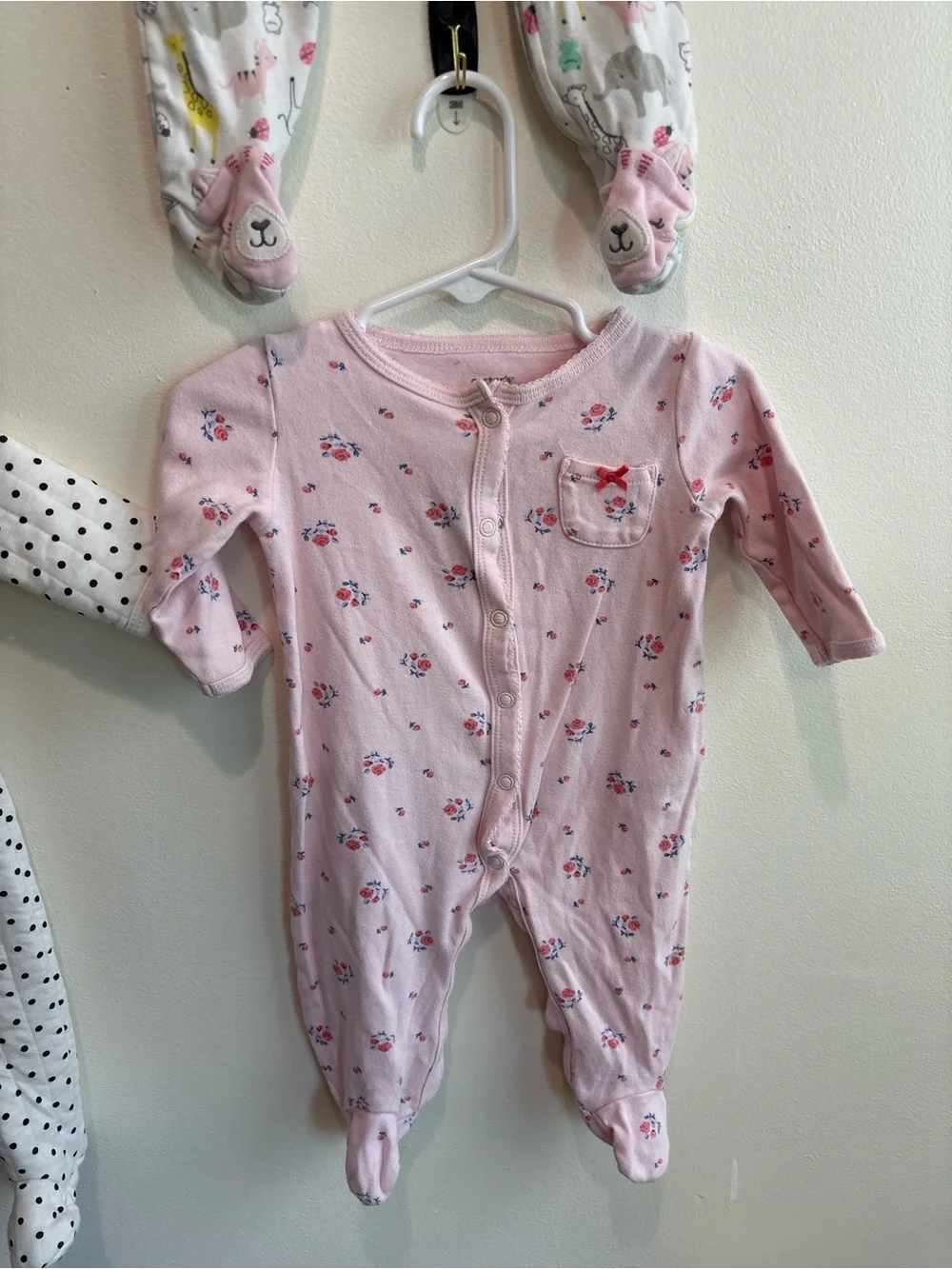 3-6. Month girl pajama set One-Piece Footed Sleepers floral